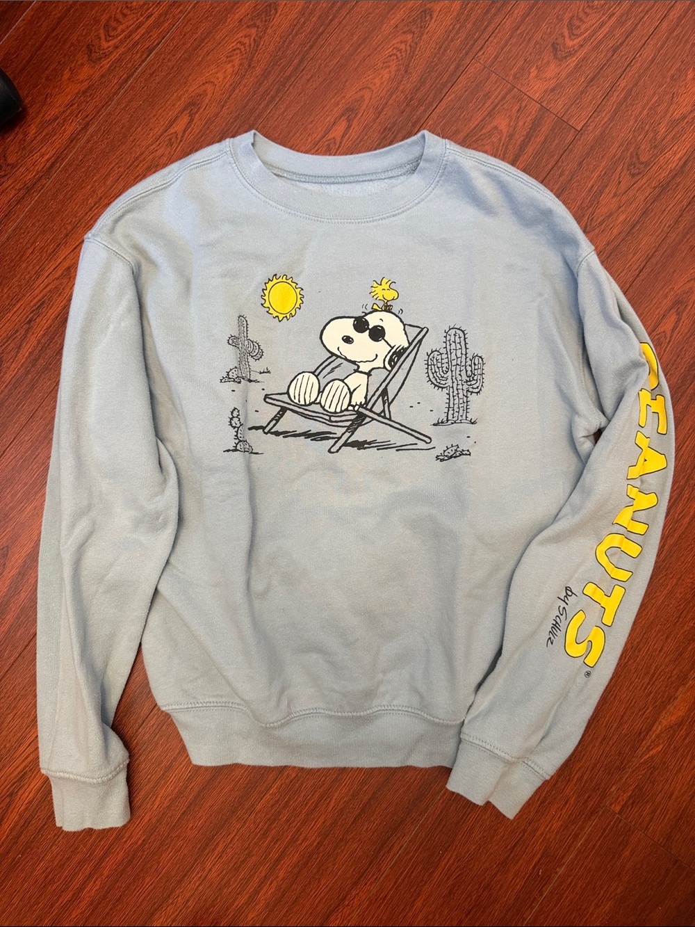 Peanuts Light Blue Snoopy Graphic Crewneck Sweatshirt